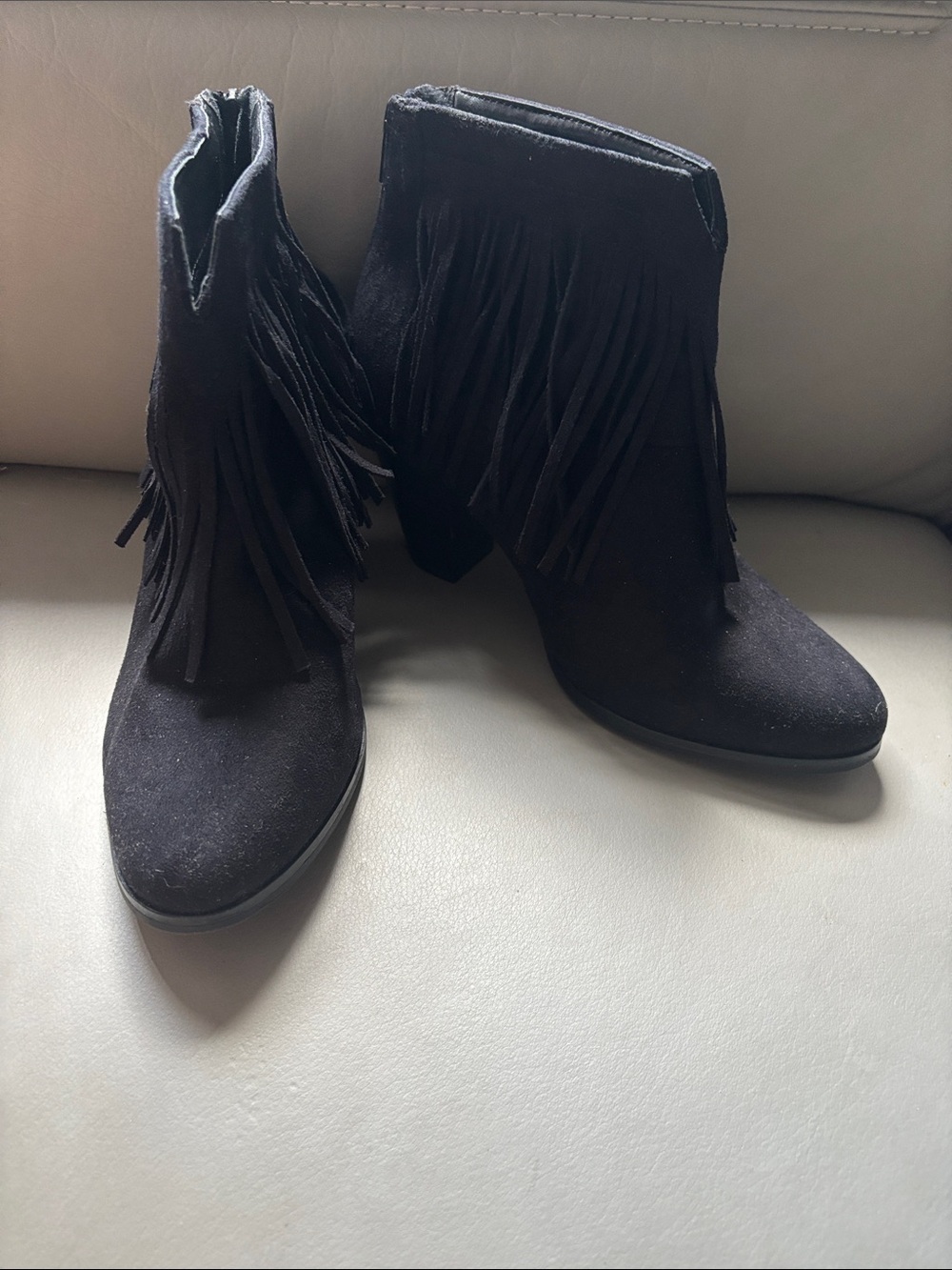 Soda Black Suede Fringe Ankle Boots